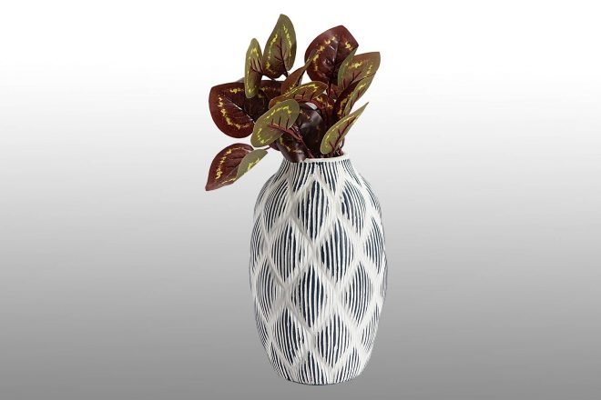 Rhombus Design Oval Shape Vase