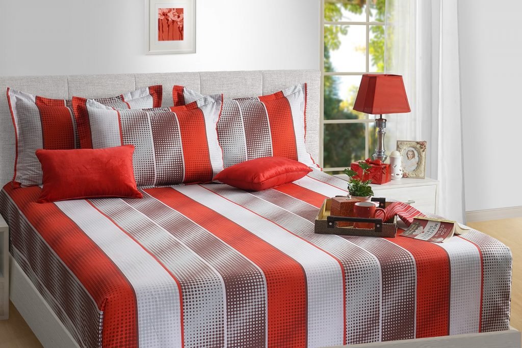 Red & White Bed sheet - Bellagio Home